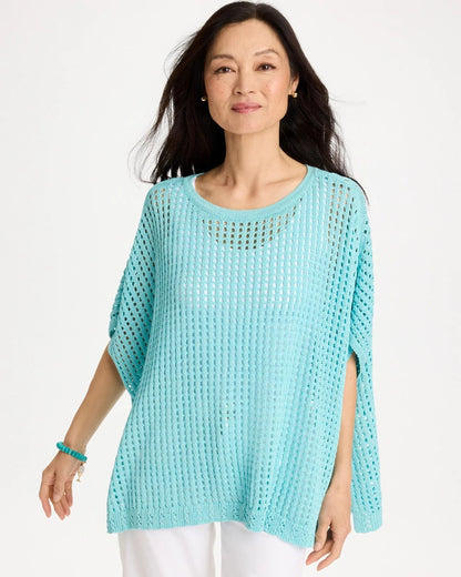 Chico's Lurex Open-Stitch Sweater Poncho
