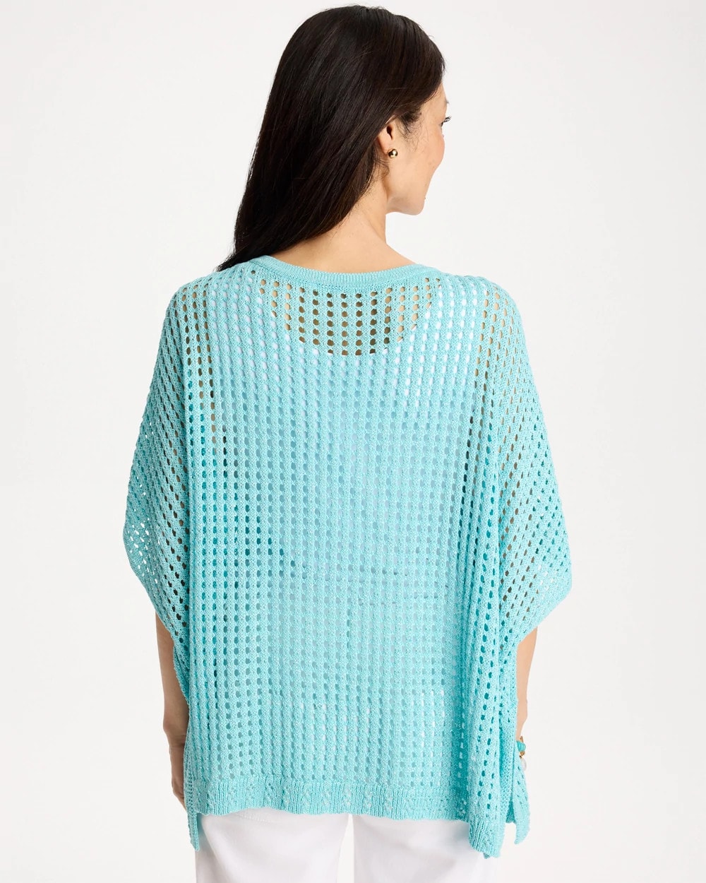 Chico's Lurex Open-Stitch Sweater Poncho