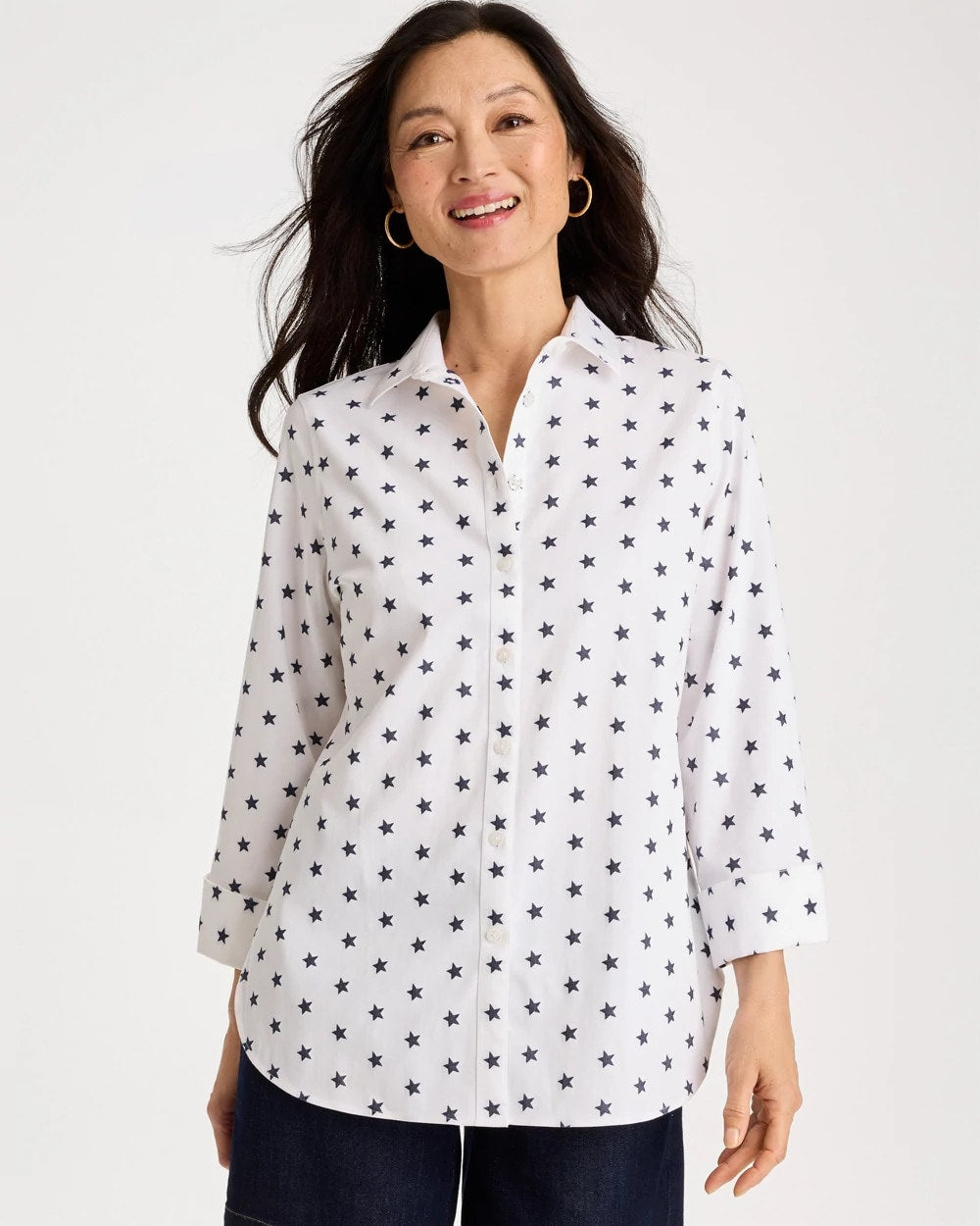 Chico's No Iron™ Stretch Jacquard Stars Shirt