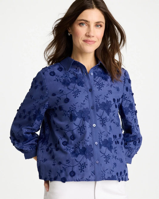 Chico's 3D Floral Embroidered Top