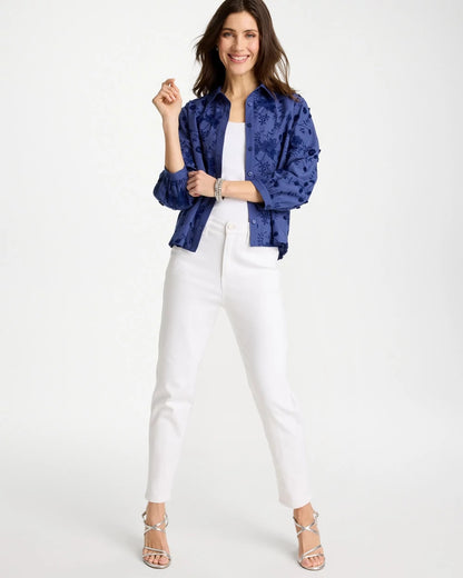 Chico's 3D Floral Embroidered Top