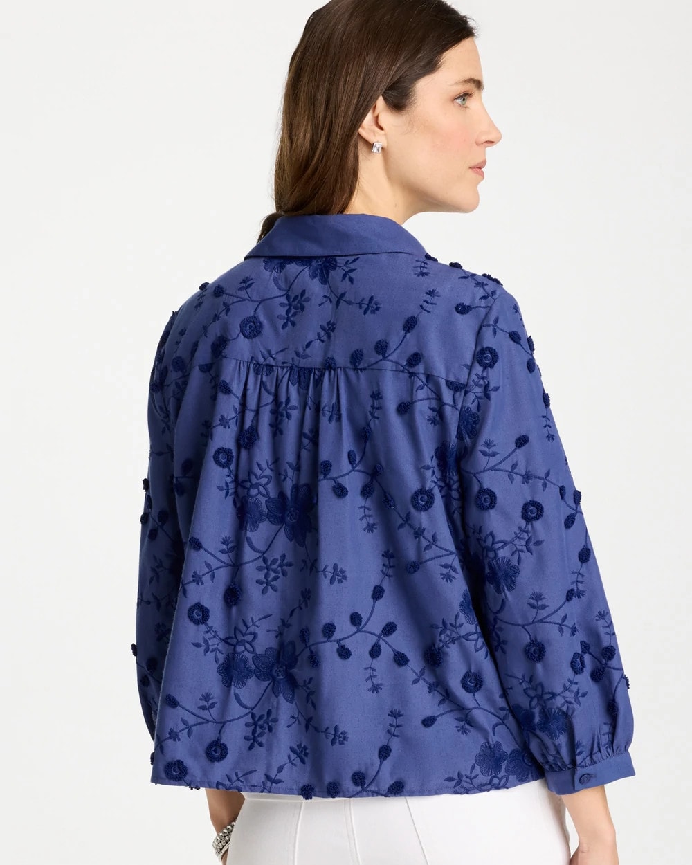 Chico's 3D Floral Embroidered Top