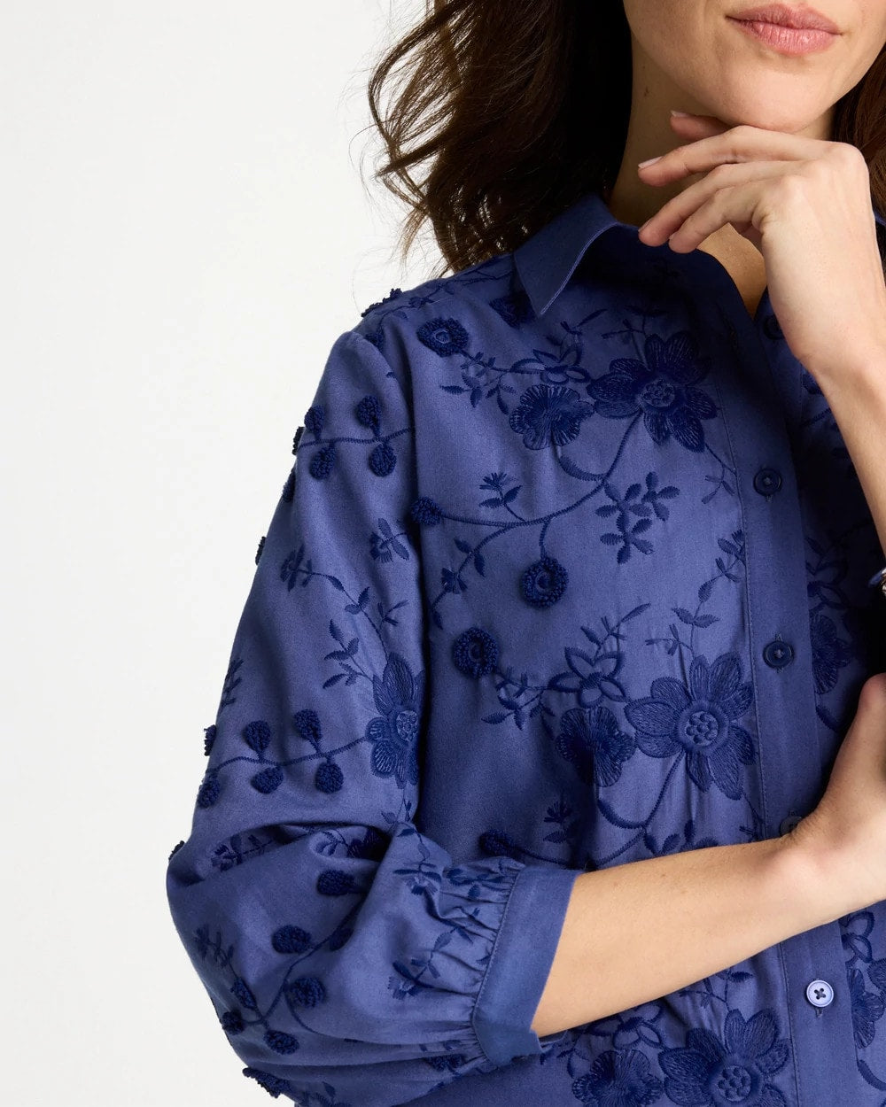 Chico's 3D Floral Embroidered Top
