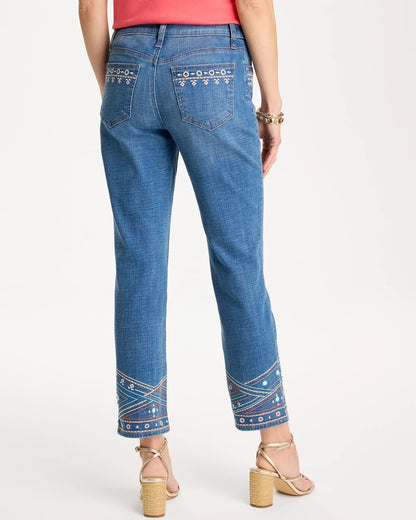 Chico's Girlfriend Slim Embellished Crop Jeans