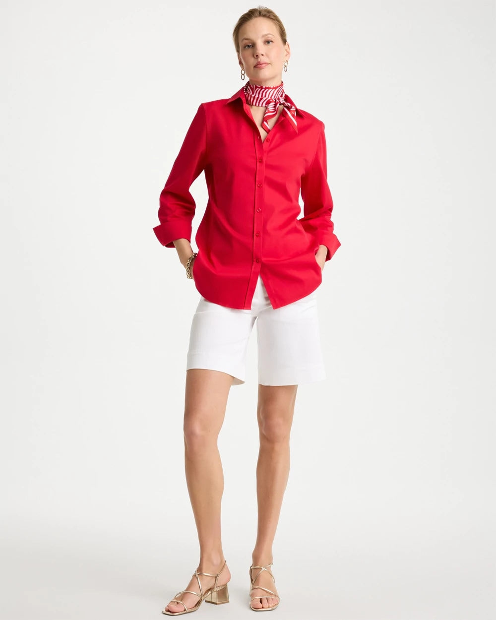 Chico's Emme Fly Front Sateen Shorts