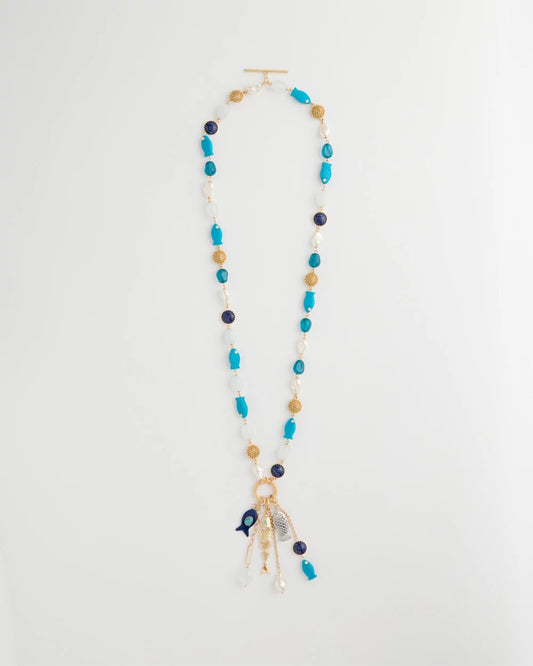 Chico's Convertible Turquoise Fish Charm Necklace