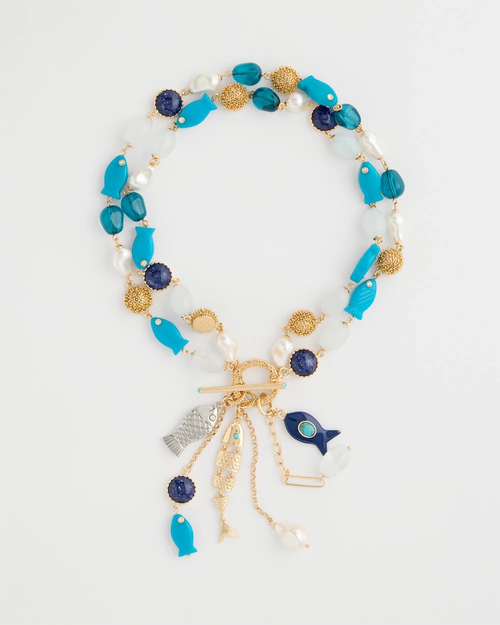 Chico's Convertible Turquoise Fish Charm Necklace