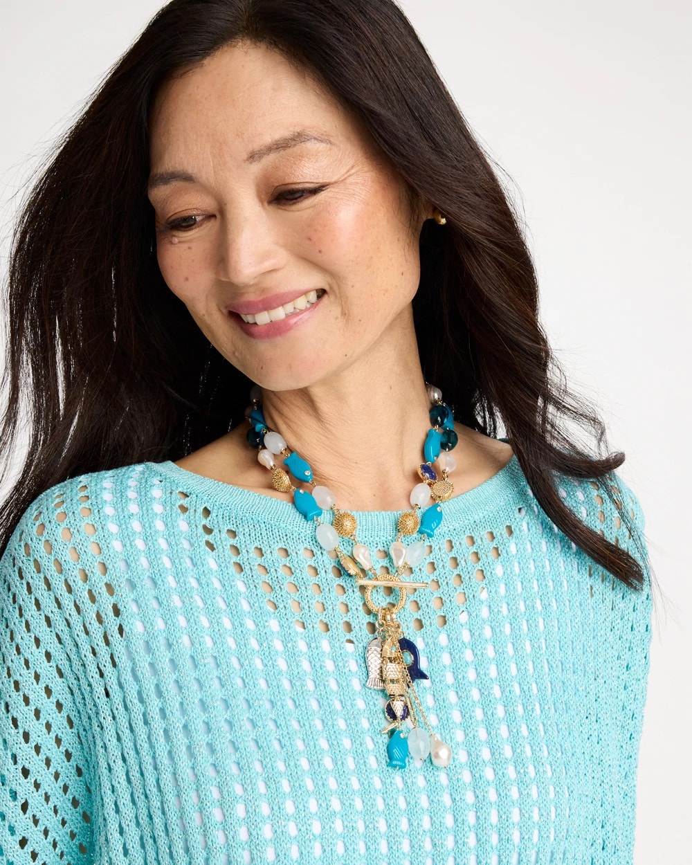 Chico's Convertible Turquoise Fish Charm Necklace