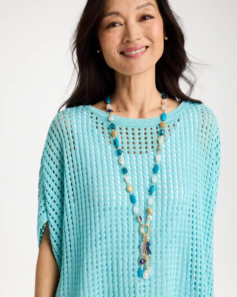 Chico's Convertible Turquoise Fish Charm Necklace