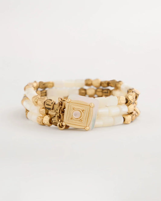Chico's Set of 3 Pearl Treasure Stretch Bracelets