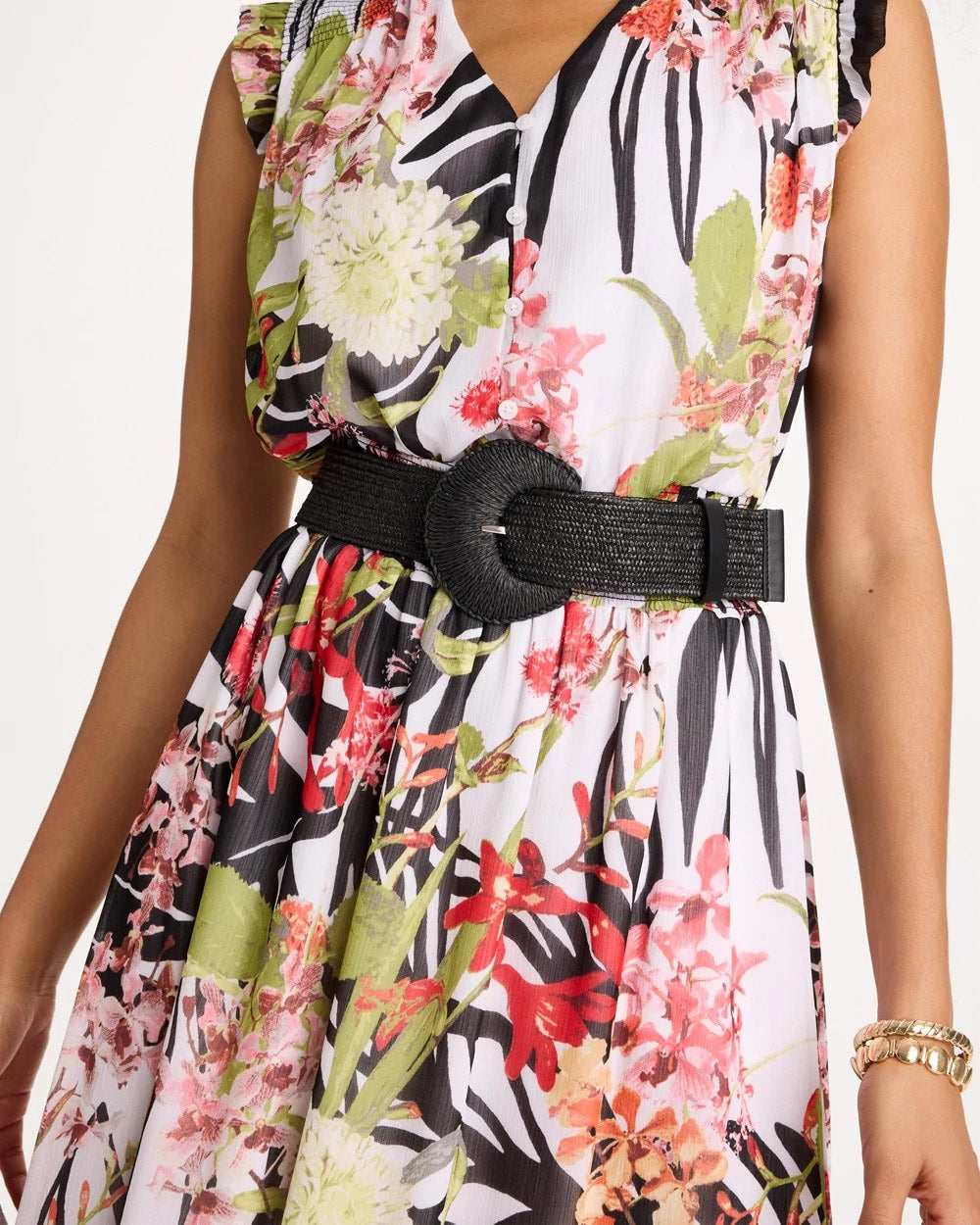 Chico's Raffia Wrapped Stretch Belt