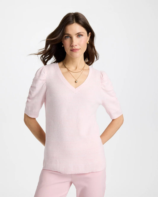 Chico's Space Dyed Ruched V-Neck Pullover Sweater