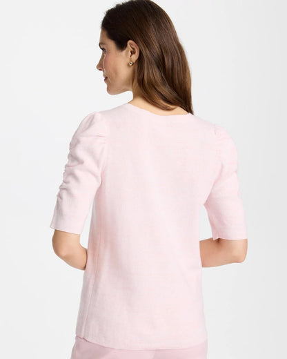Chico's Space Dyed Ruched V-Neck Pullover Sweater