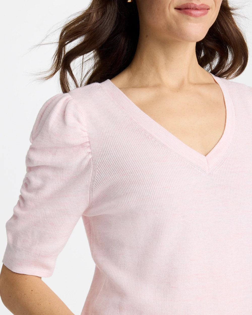Chico's Space Dyed Ruched V-Neck Pullover Sweater