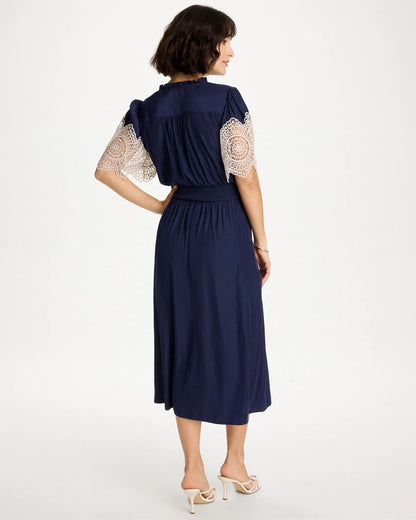 Chico's Sea Island Crinkled Midi Dress