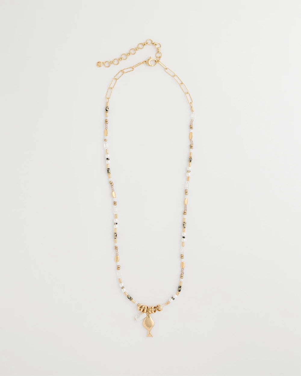 Chico's Coral Jade Stone Charm Necklace