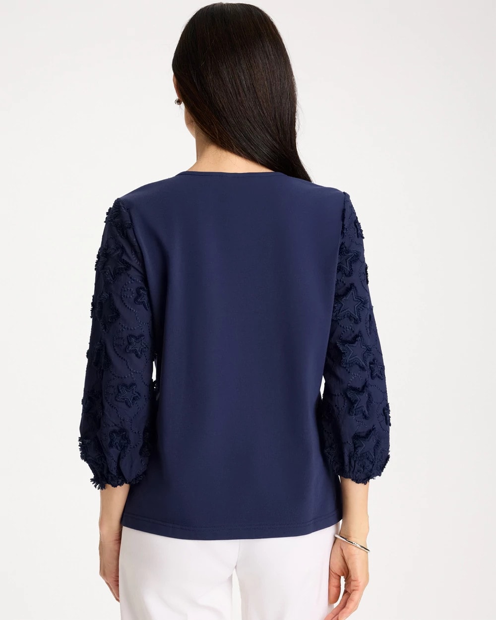 Chico's Star Cutout 3/4 Sleeved Tee
