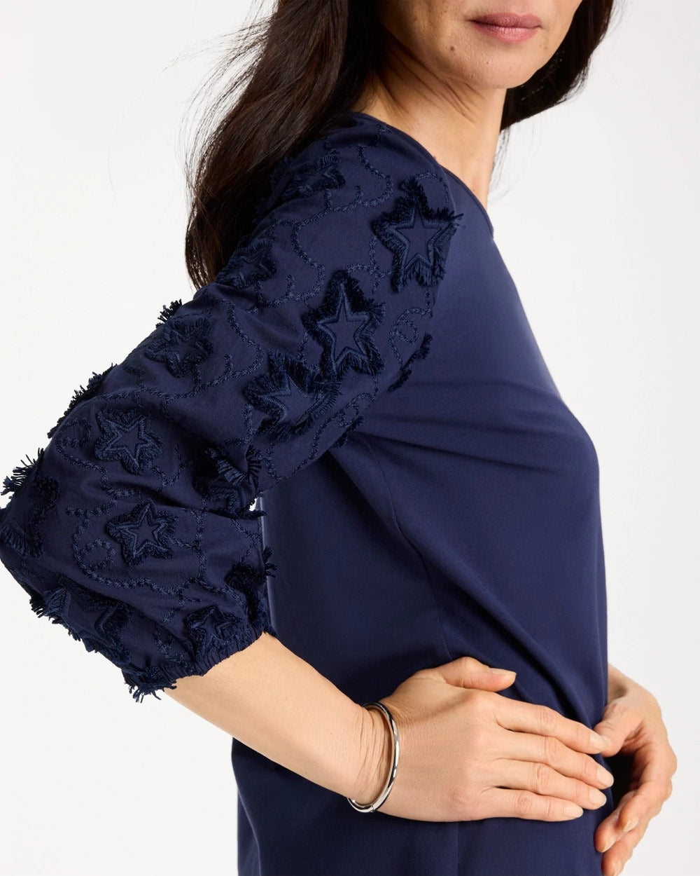 Chico's Star Cutout 3/4 Sleeved Tee