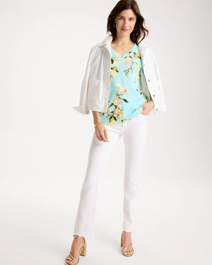 Chico's Pima Printed Elbow-Sleeve Tee