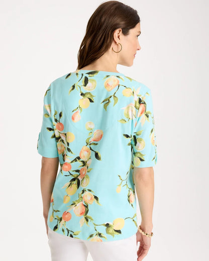 Chico's Pima Printed Elbow-Sleeve Tee
