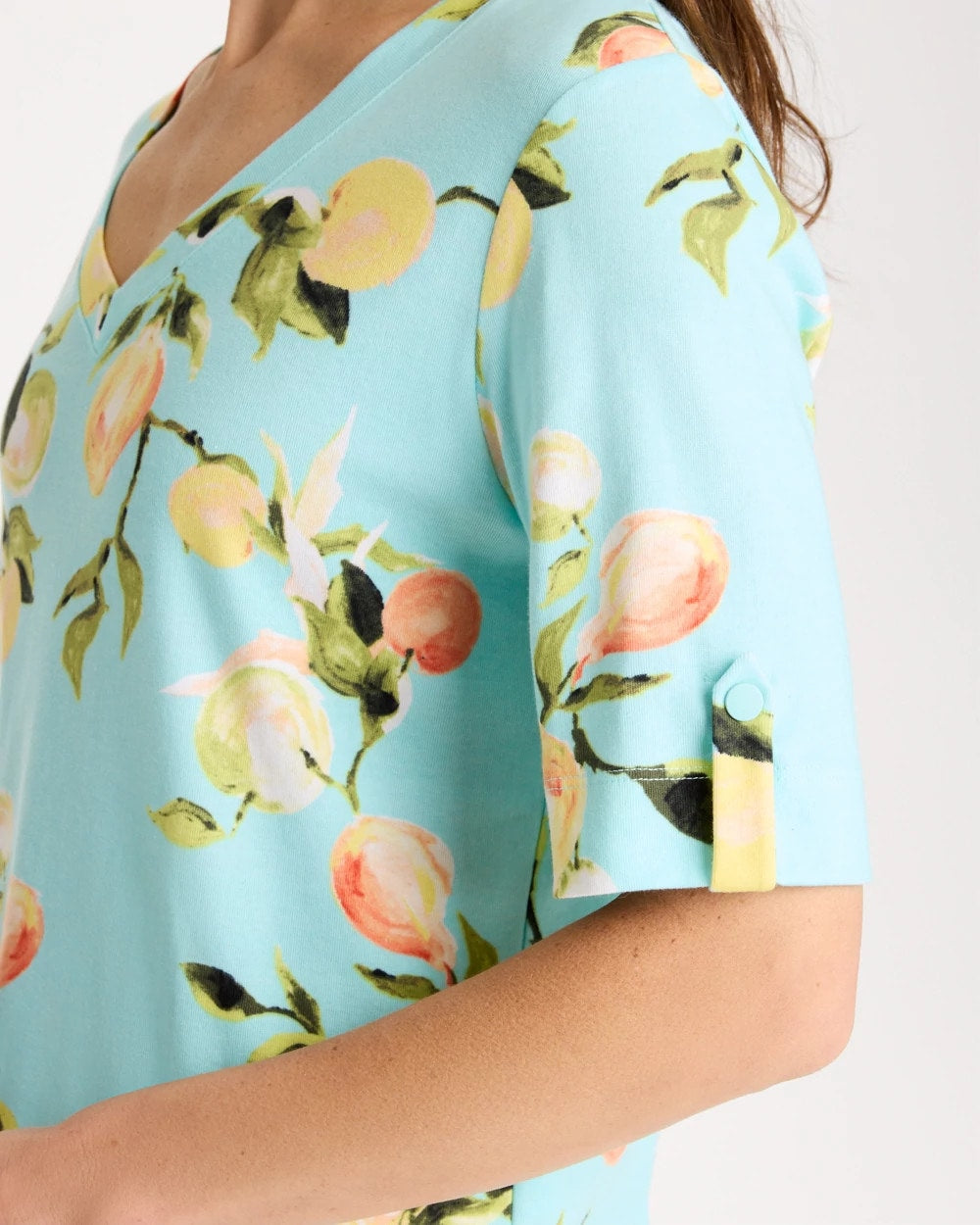 Chico's Pima Printed Elbow-Sleeve Tee