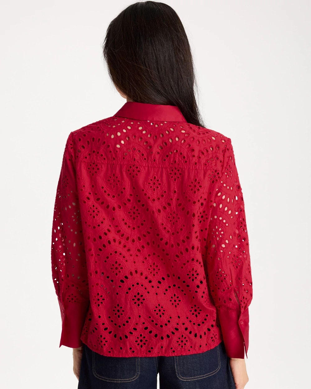 Chico's Eyelet Collared Shirt