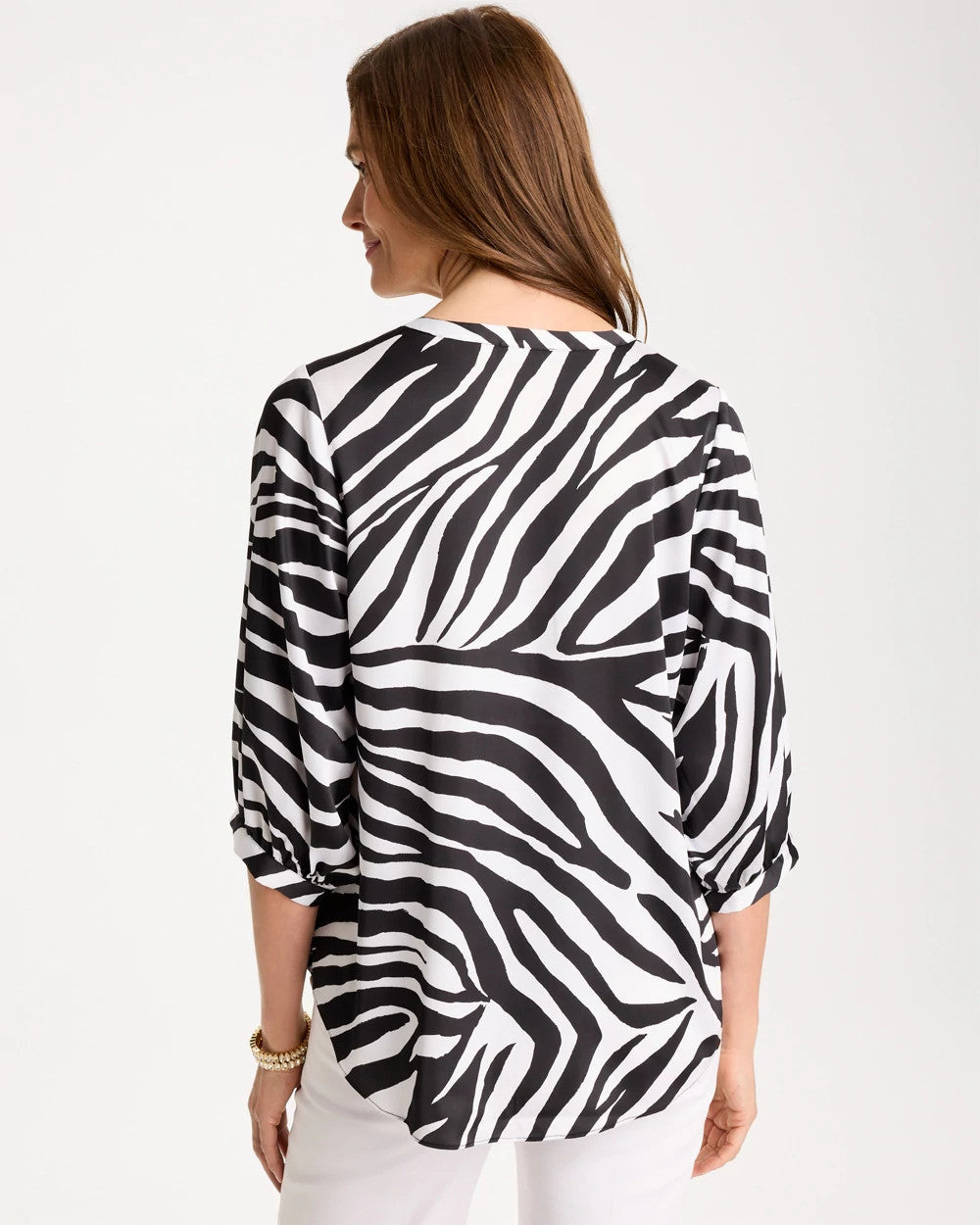 Chico's Satin Animal Print Tie-Front Top