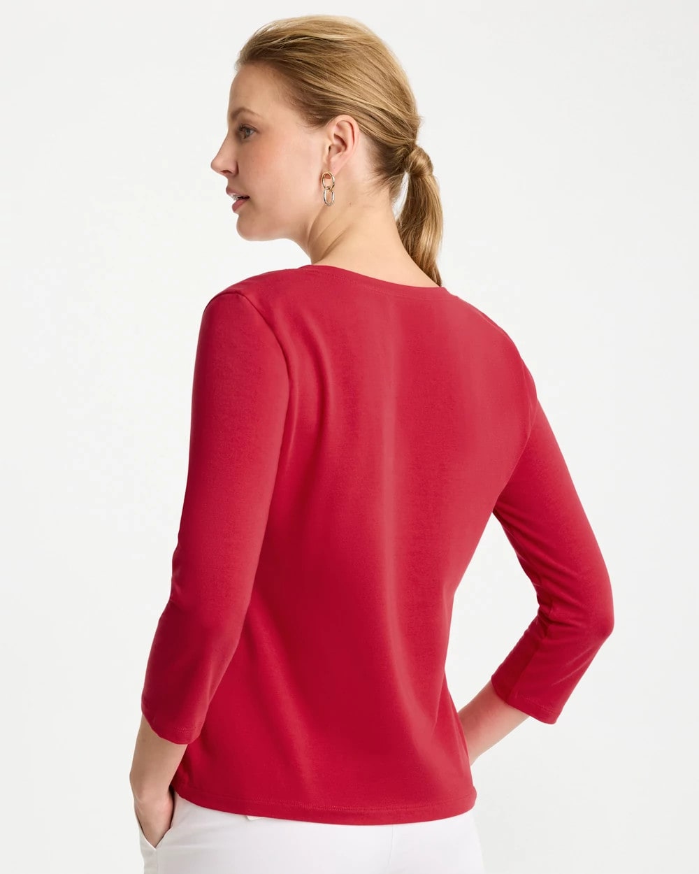 Chico's Cotton Stretch 3/4 Sleeve Tee