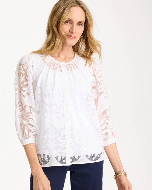 Chico's Lace Burnout Blouse