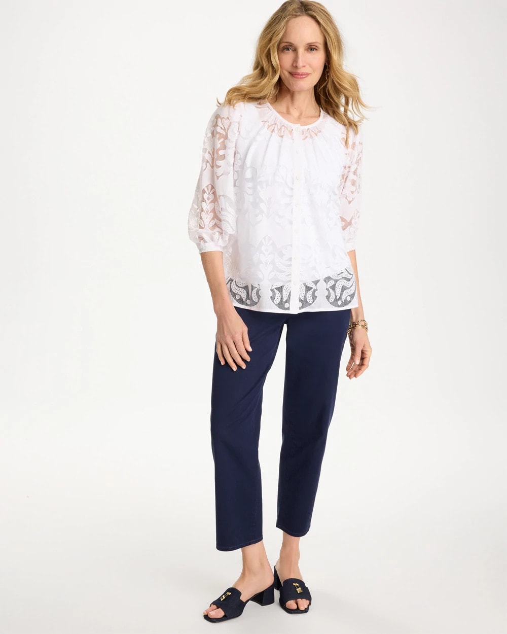 Chico's Lace Burnout Blouse