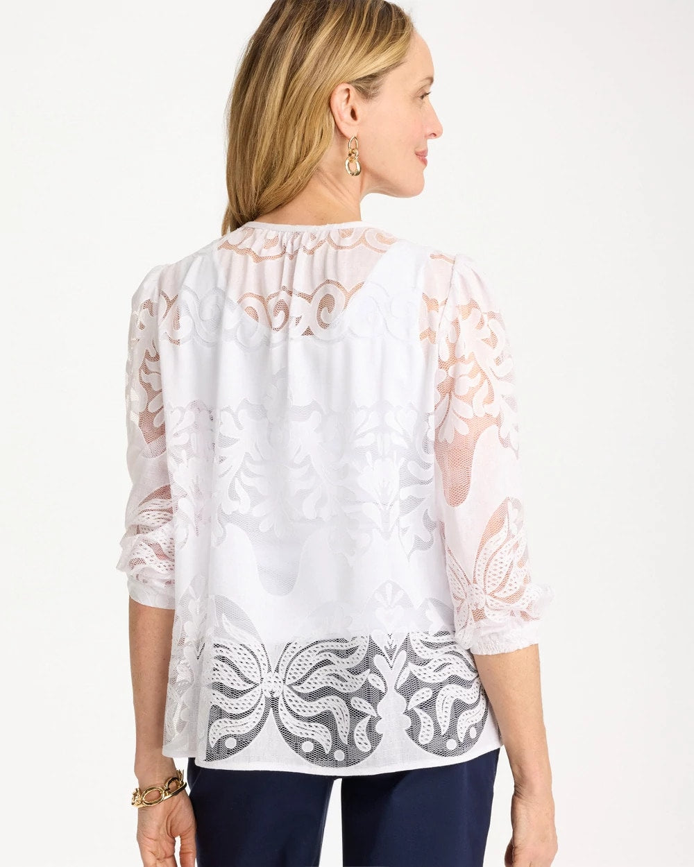 Chico's Lace Burnout Blouse