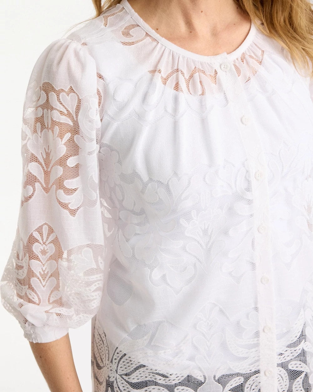 Chico's Lace Burnout Blouse