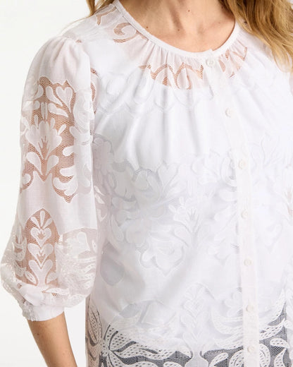 Chico's Lace Burnout Blouse