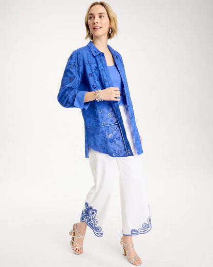 Chico's Embroidered Trapunto-Trim Tunic