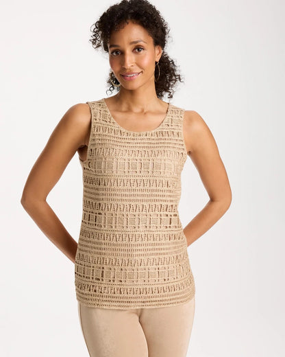 Chico's Travelers™ Metallic Crochet Sweater Tank
