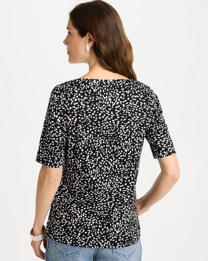 Chico's Printed Pima Elbow Sleeve Tee