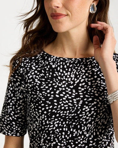 Chico's Printed Pima Elbow Sleeve Tee
