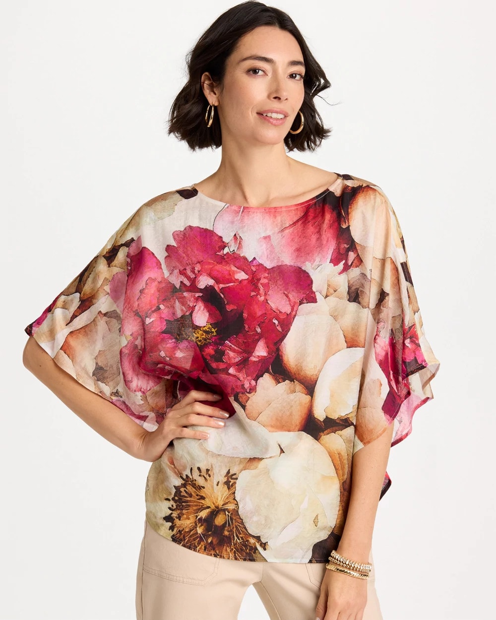 Chico's Boatneck Printed Poncho