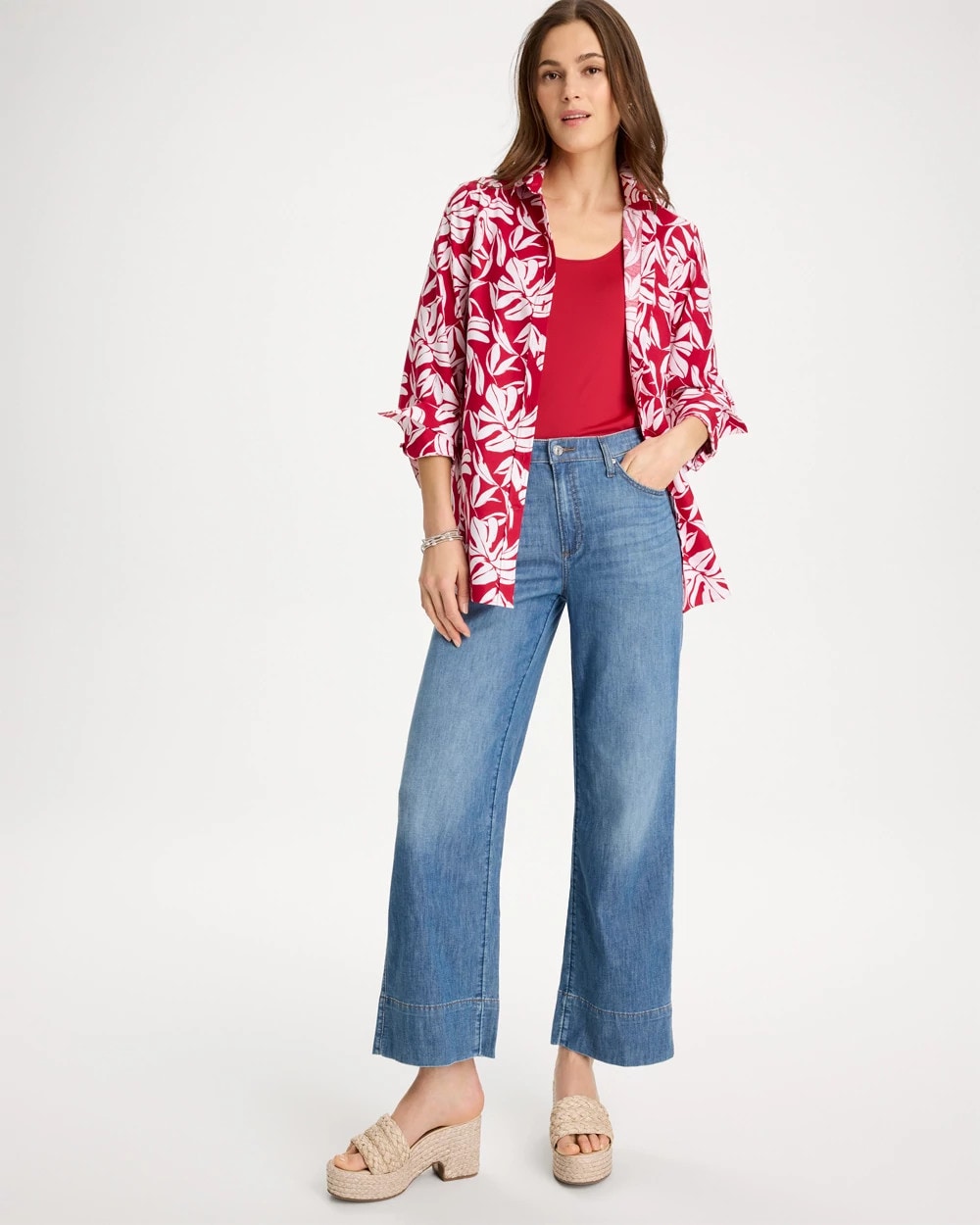 Chico's No Iron™ Stretch Palm Print Shirt