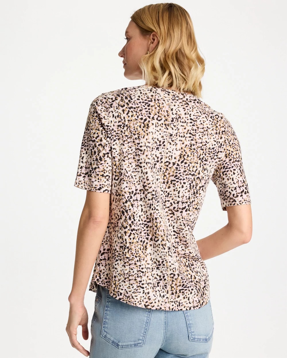 Chico's Printed Cotton Slub V-Neck Tee