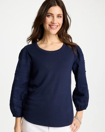 Chico's Pintuck Puff Sleeve Tee