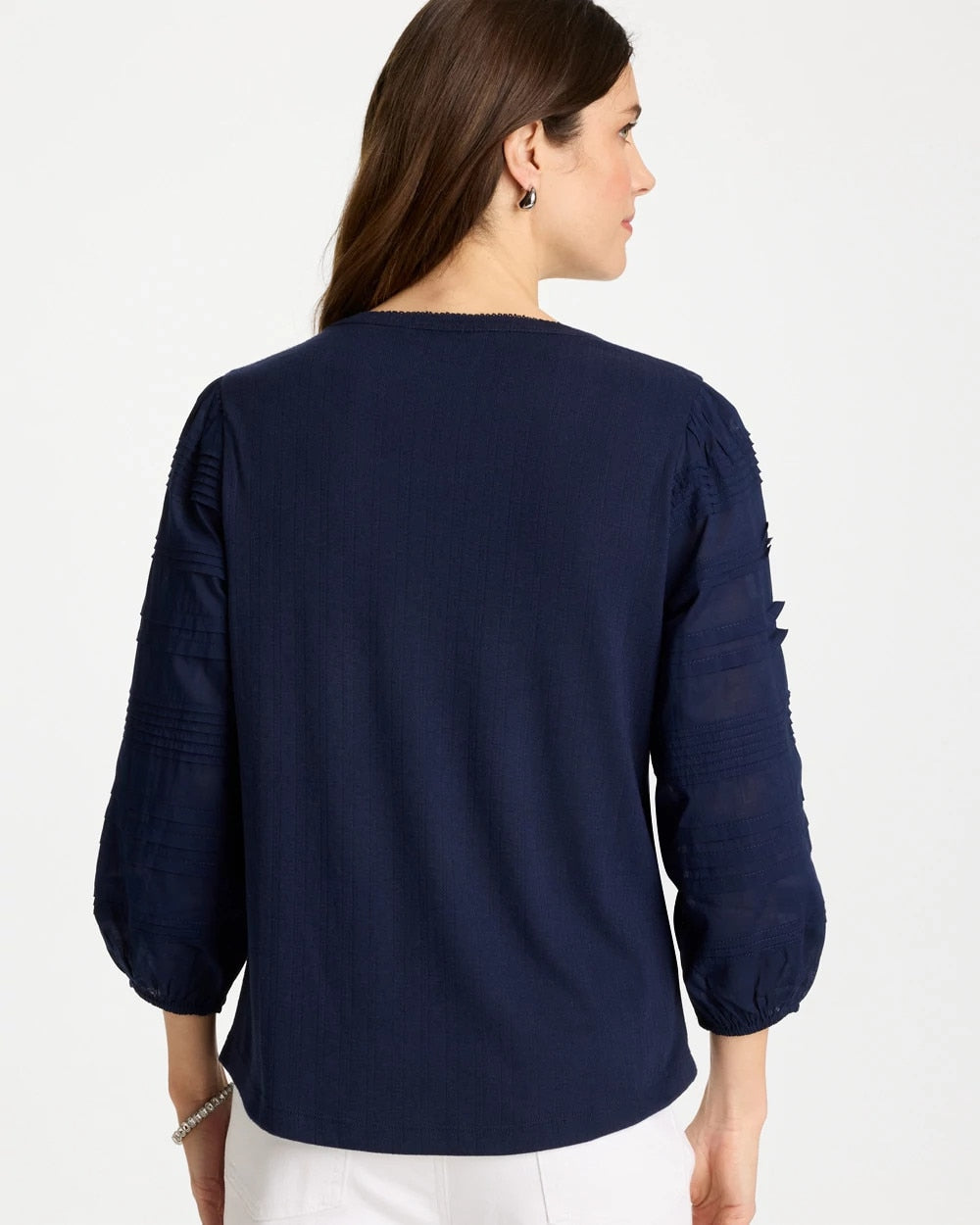 Chico's Pintuck Puff Sleeve Tee