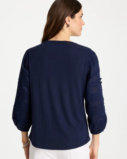Chico's Pintuck Puff Sleeve Tee
