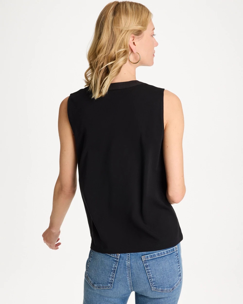 Chico's Cotton-Stretch Notch Neck Tank