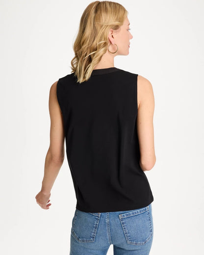 Chico's Cotton-Stretch Notch Neck Tank