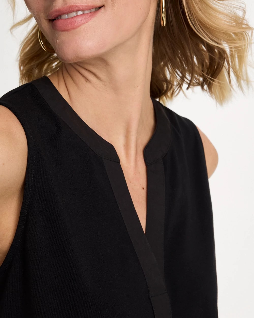 Chico's Cotton-Stretch Notch Neck Tank
