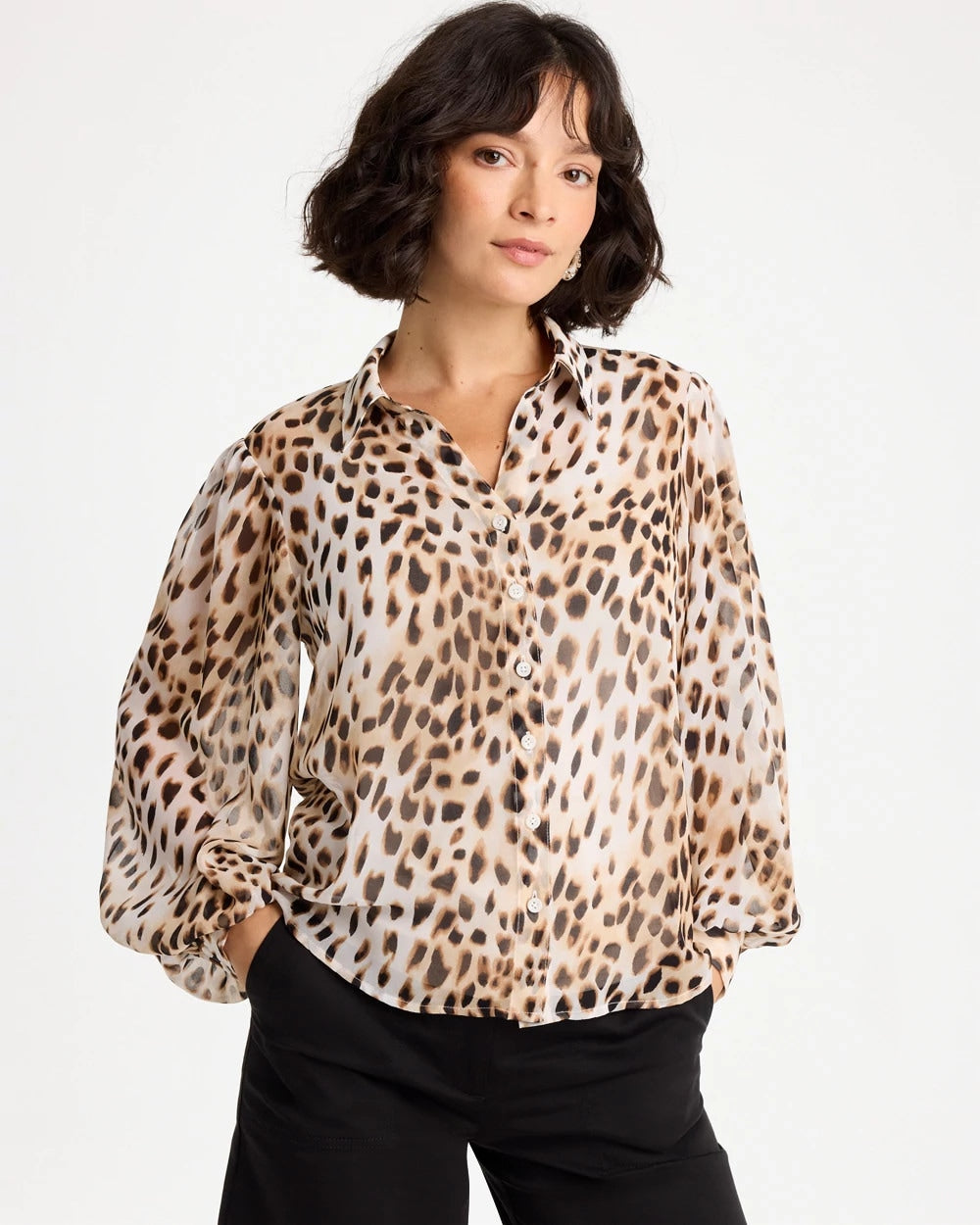 Chico's Georgette Animal Print Blouse