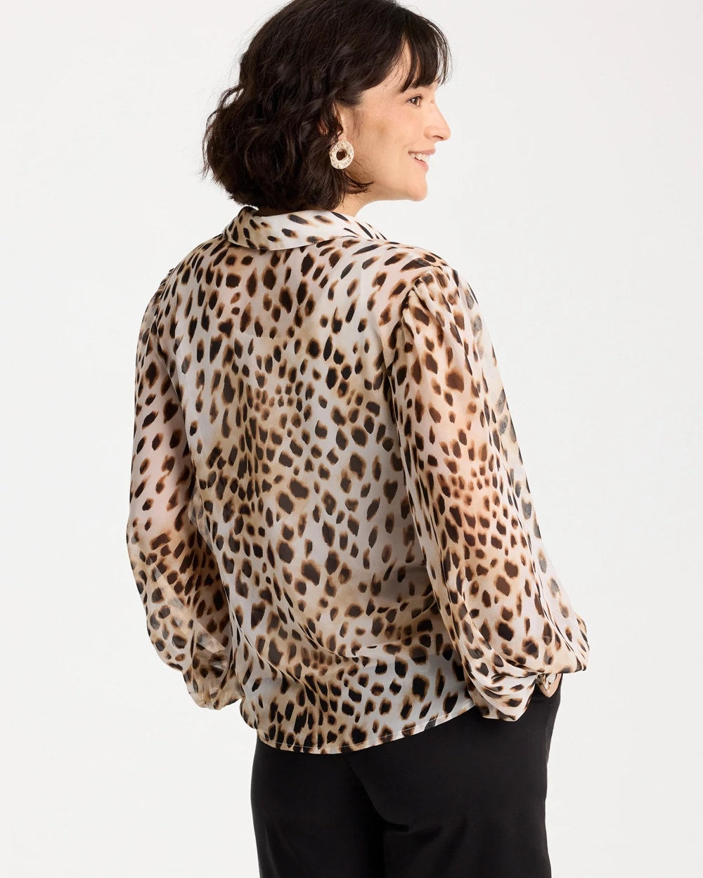 Chico's Georgette Animal Print Blouse