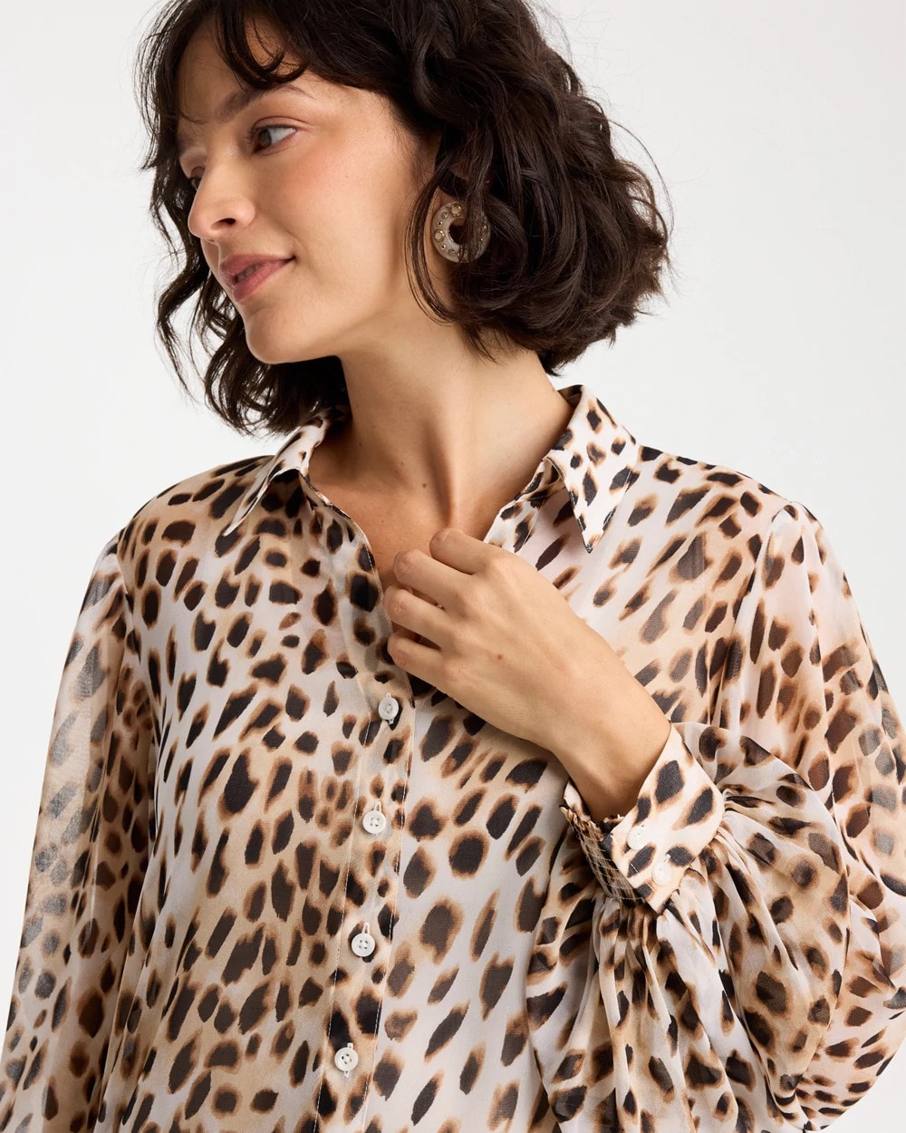 Chico's Georgette Animal Print Blouse
