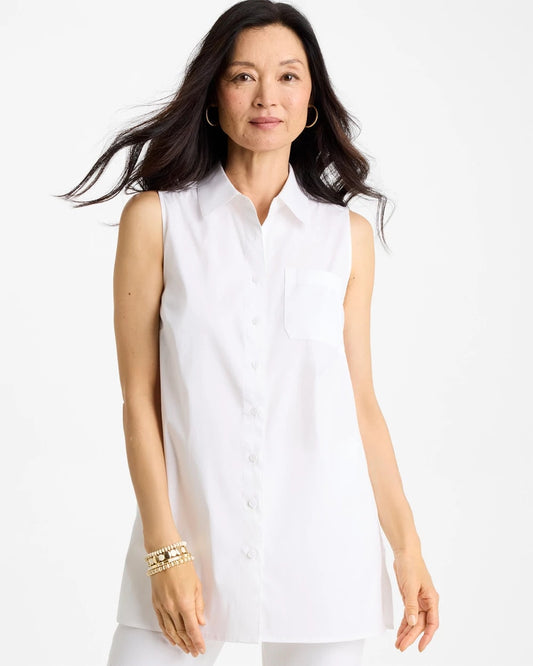 Chico's Poplin Cotton Collared Tunic